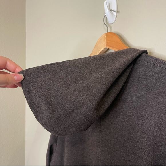 Bryn Walker Morgen Open Front Longline Hoodie Cardigan in Brown S - Picture 11 of 12